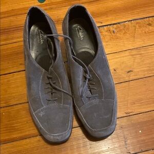 Clarks Gray Suede Lace-Up Shoes
